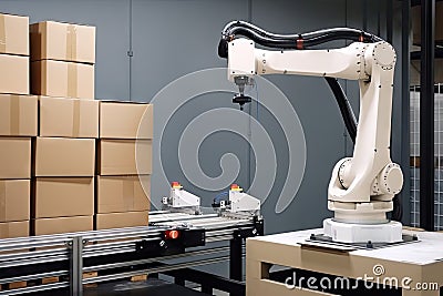 packaging and sorting robot, picking and packaging goods for shipment Stock Photo