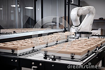 packaging and sorting robot picking up items and placing them into boxes Stock Photo