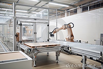 packaging and sorting robot, with view of the fully-automated warehouse operations Stock Photo