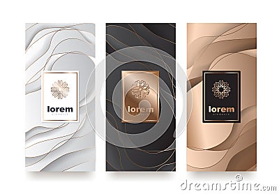Vector set packaging templates with different texture for luxury products.logo design with trendy linear style. Vector Illustration