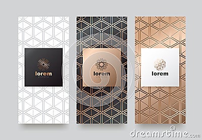 Vector set packaging templates with abstract texture for luxury products. Vector Illustration