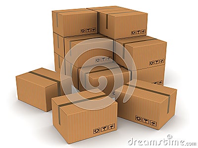 Packed boxes cartons Stock Photo