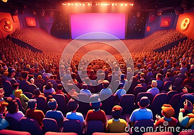 Packed house of cartoon audience Stock Photo