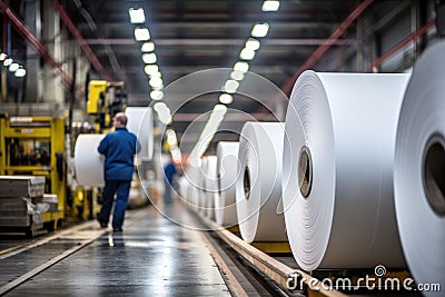 Packed rolls of steel sheet, Cold rolled steel coils Stock Photo
