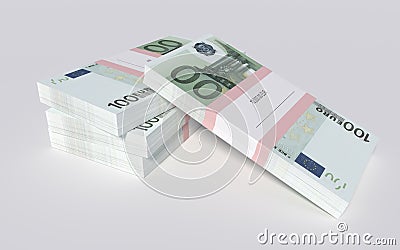 Packets of 100 Euro bills Cartoon Illustration