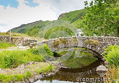 Packhorse bridge Watendlath Tarn Lake District Cumbria England UK Stock Photo