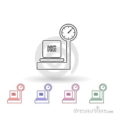 Packing box on scales multi color icon. Simple thin line, outline vector of logistic icons for ui and ux, website or mobile Stock Photo