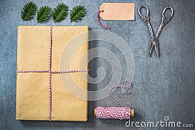 Packing Christmas gift for book worm person Stock Photo