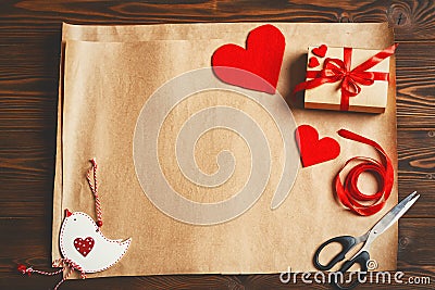 Packing gift for Valentine`s Day Stock Photo