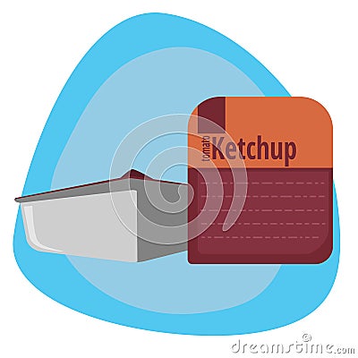 Packing ketchup from the fast food Vector Illustration