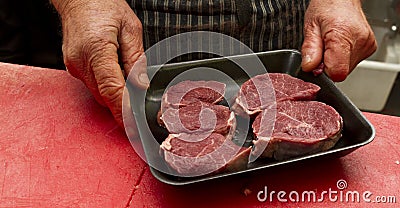 Packing meat Stock Photo