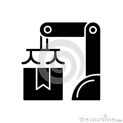 Packing robot black glyph icon Vector Illustration