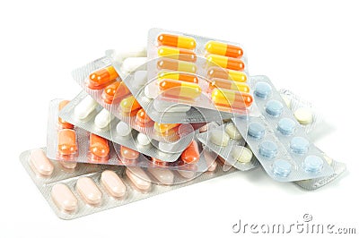 Packs of different pills Stock Photo