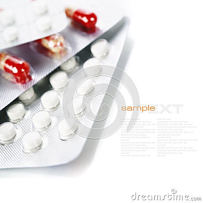 Packs of different pills Stock Photo