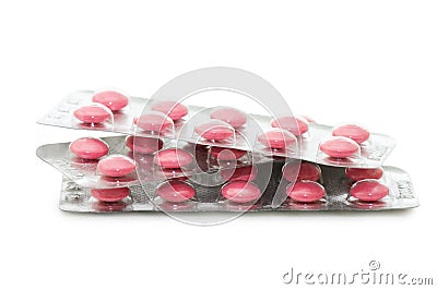 Packs of pills isolated on white Stock Photo