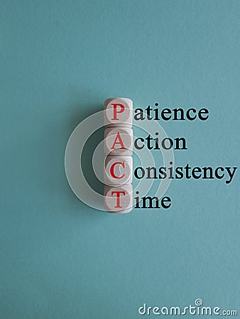PACT patience action consistency time symbol. Stock Photo