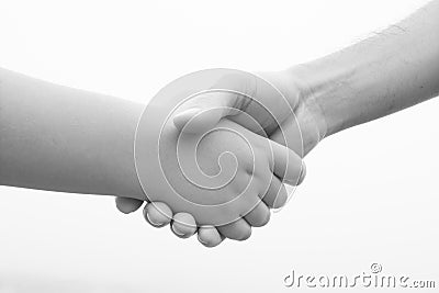 Pact between a youth and an adult Stock Photo