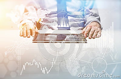 Pad with business charts Stock Photo
