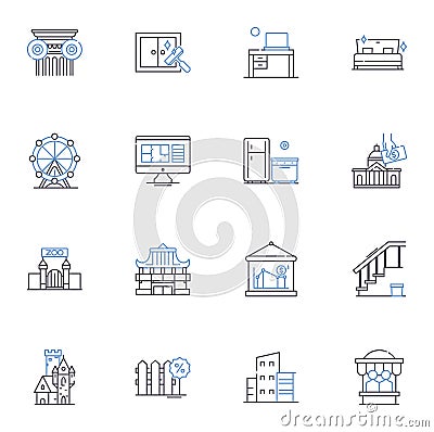 Pad line icons collection. Comfortable, Practical, Portable, Efficient, Versatile, Sleek, Lightweight vector and linear Vector Illustration