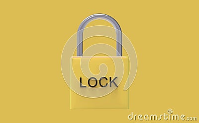 pad lock yellow padlock with word \