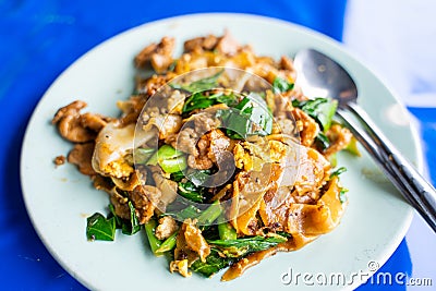 Pad See Ew stir fried noodle with black soy sauce Stock Photo