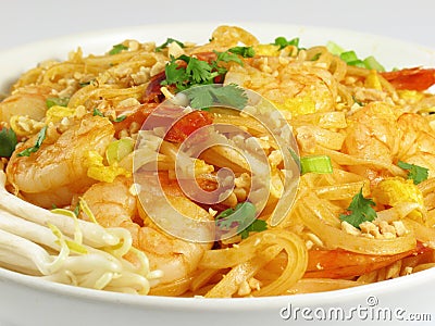 Pad Thai with Shrimp Stock Photo