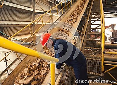 Zinc mine. Engineer quality check minerals. Editorial Stock Photo