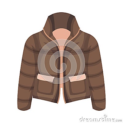 Padded Jacket with Side Pockets as Womenswear Vector Illustration Vector Illustration