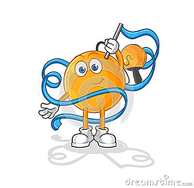 Paddle ball Rhythmic Gymnastics mascot. cartoon vector Vector Illustration