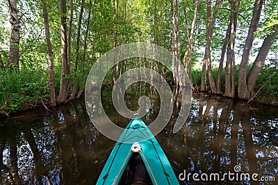 Paddle boat on a canal Stock Photo