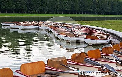 Paddle boats on water in a Paris park Stock Photo
