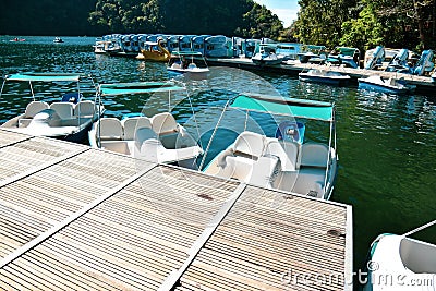 Paddle solar boats for recreation activity Editorial Stock Photo