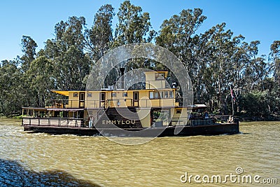 Paddle Steamer Emmylou on Murray River. Editorial Stock Photo