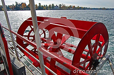 Paddle wheel of steam boat in Thousand Islands, NY, USA Stock Photo
