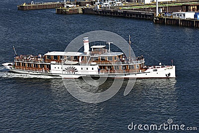 Paddle Wheel Steamer as Tourist Attraction, Kiel, Germany Editorial Stock Photo