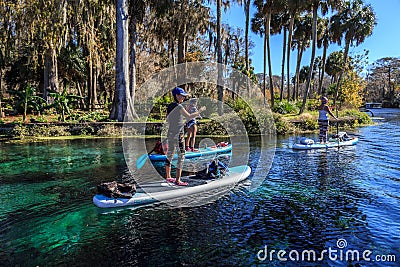 Paddleboarding at Ocala Florida`s Silver Springs Editorial Stock Photo
