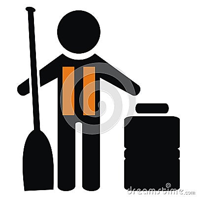 Paddler with oar, black vector illustration Vector Illustration