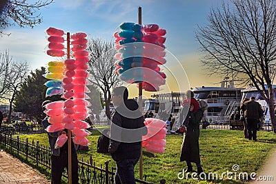 Paddler Selling Cotton Candy Uskudar Istanbul Editorial Stock Photo