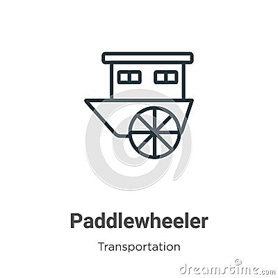 Paddlewheeler outline vector icon. Thin line black paddlewheeler icon, flat vector simple element illustration from editable Vector Illustration