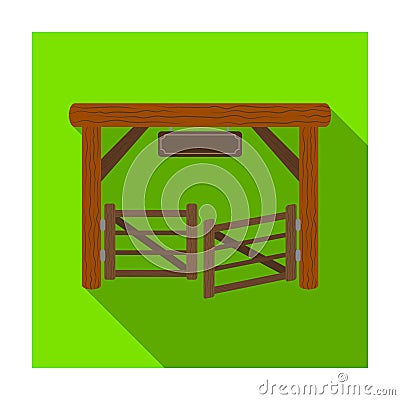 Paddock gate icon in flat style isolated on white background. Rodeo symbol. Vector Illustration