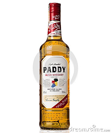 Paddy irish whisky, matured in oak Ireland Editorial Stock Photo