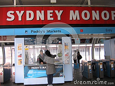 Paddy`s Markets station, Sydney Monorail Editorial Stock Photo