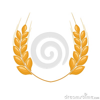 Paddy Wheat ears laurel style for logo or symbol. Flat color style design vector illustration. Vector Illustration