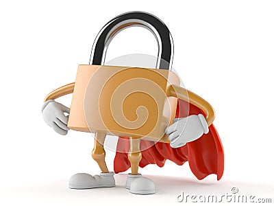 Padlock character with hero cape Cartoon Illustration