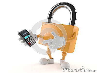 Padlock character using calculator Stock Photo