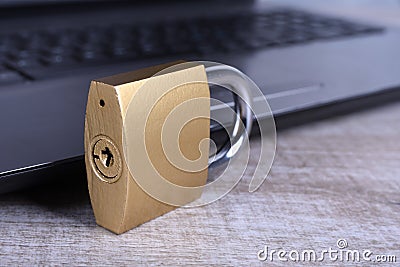 Padlock on computer keyboard. Internet data privacy information security concept Stock Photo