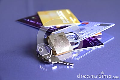 Padlock and credit card 1 Stock Photo
