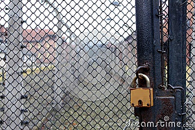 Padlock on a gate Stock Photo