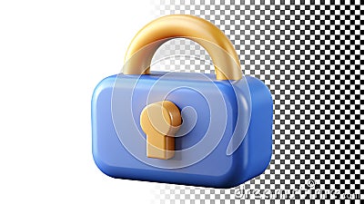 Padlock icon, security symbol, lock and protection element png transparent image Generative AI Stock Photo