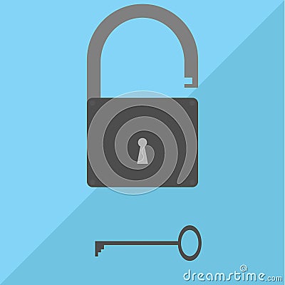 Padlock with key Vector Illustration